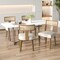 Set of 2 Linen Fabric Upholstered Accent Dining Chairs with Curved Rattan Backrests